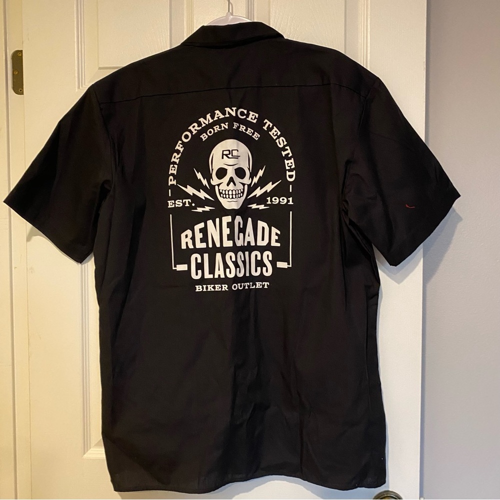 Renegade Classics Electric Arch Dickie Black Work Button-up Shirt - Large
